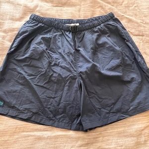 Vintage 90s Columbia Mens Large Box Logo Lined Hiking Camp Shorts Navy Blue
